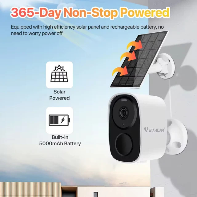 Vstarcam 2K Solar Security Camera Wireless Outdoor Battery PIR Alarm NEW gallery
