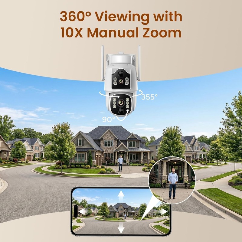 Dual Lens 4G LTE Cellular Solar Security Camera Wireless Outdoor 2K No WiFi PTZ gallery