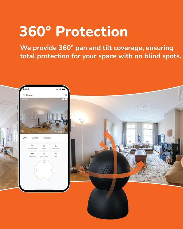 2.5K Pan-Tilt Security Camera, 360° Dual-Band Wifi Camera for Home, Free AI Huma gallery