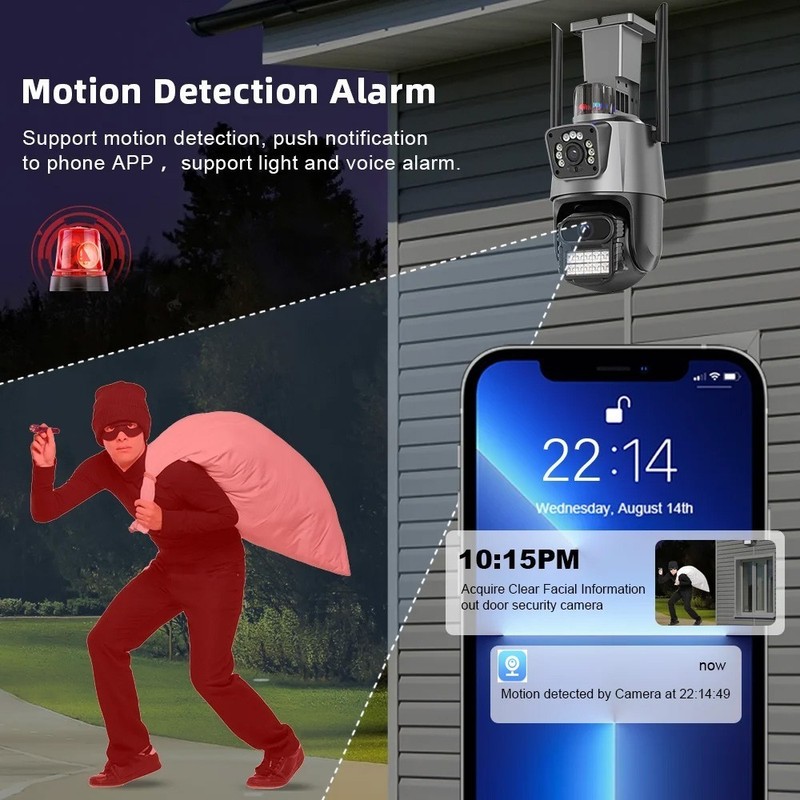 Dual Lens 4K WiFi Security Camera 8X Zoom Outdoor Home Night Vision CCTV PTZ gallery