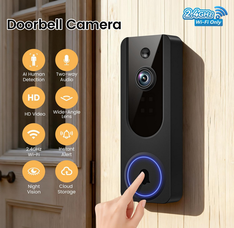 1080p WiFi Video Doorbell Camera Wireless, Battery Powered, AI Human and Motion gallery