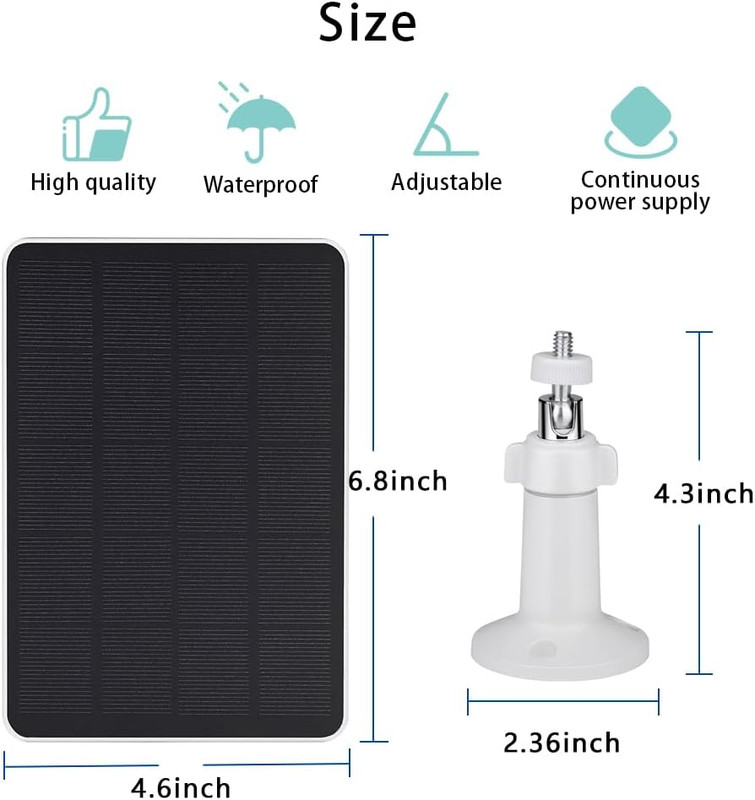 Solar Panel Compatible with Simplisafe Outdoor Camera Series 2 Wireless, 4W 5V S gallery