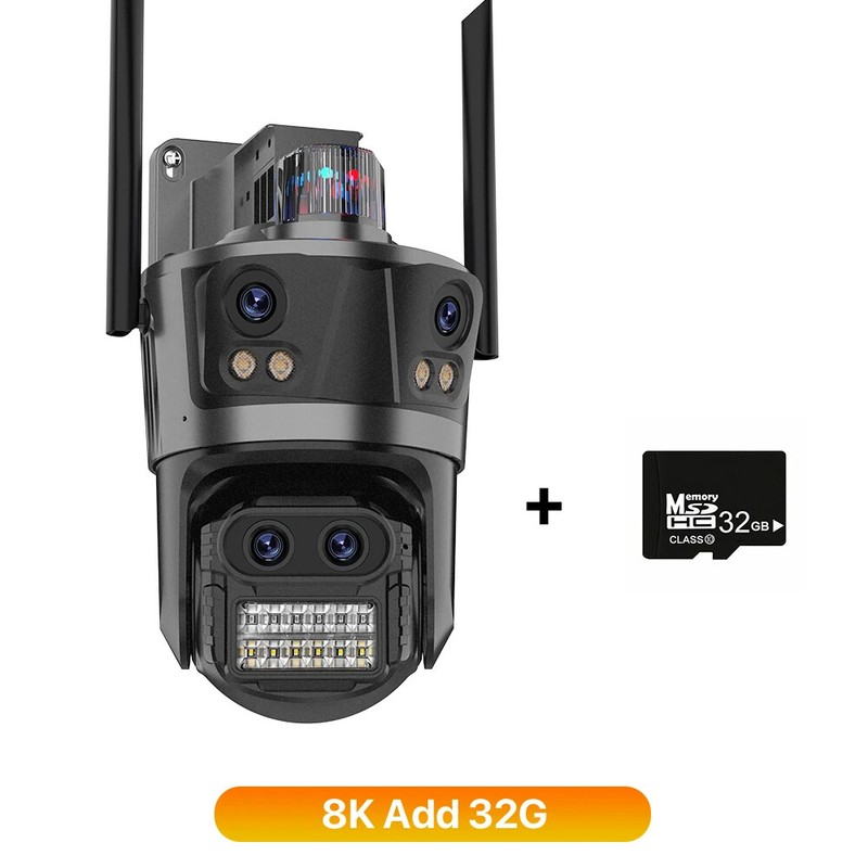 8K HD Four Screen PTZ Camera Outdoor 4K WIFI Ai Human Detection Security Camera gallery