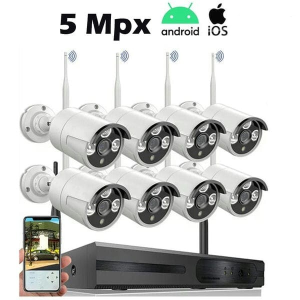 Wireless IP Video Surveillance System 5MP NVR 8 Channel 8 Cameras