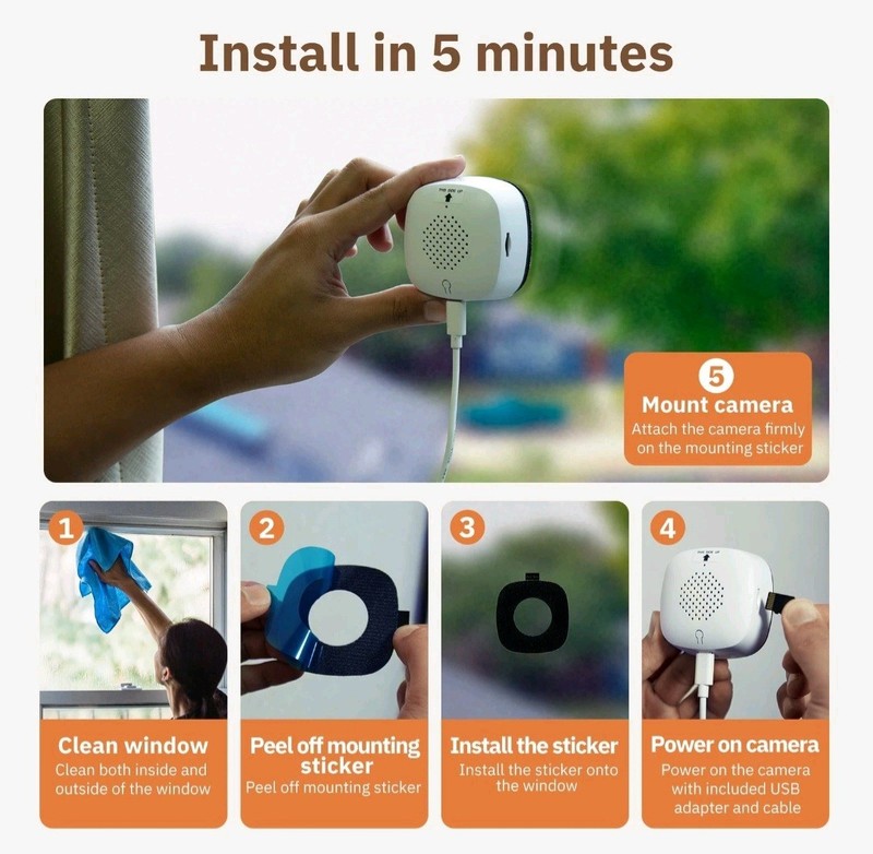 Girafit 3MP 2K Window Camera, 2.4GHz & 5GHz WiFi Indoor Cameras 1 Pack, White gallery
