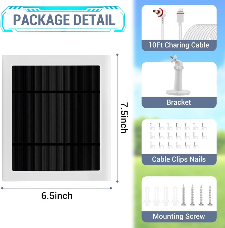 IP65 Solar Panel Outdoor for Ring Cameras (White 1P) Spotlight Cam Plus/Pro(Batt gallery