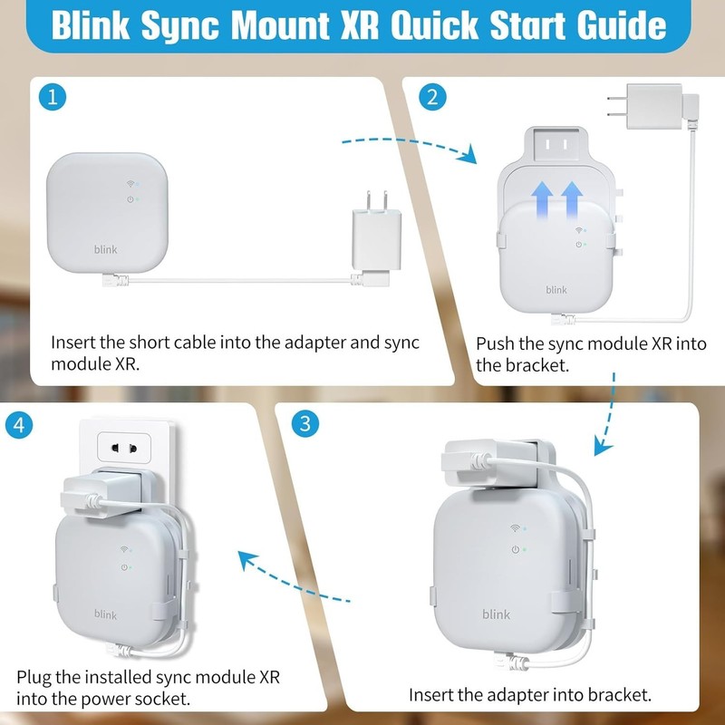Secure Wall Mount Holder for Blink Sync Module XR with Short Cable - Easy Setup gallery