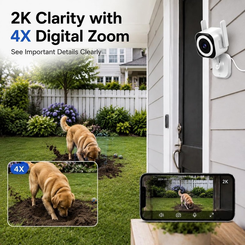 Security Camera Indoor Outdoor, 5G/2.4G WiFi, 4X Zoom, SD/Cloud gallery