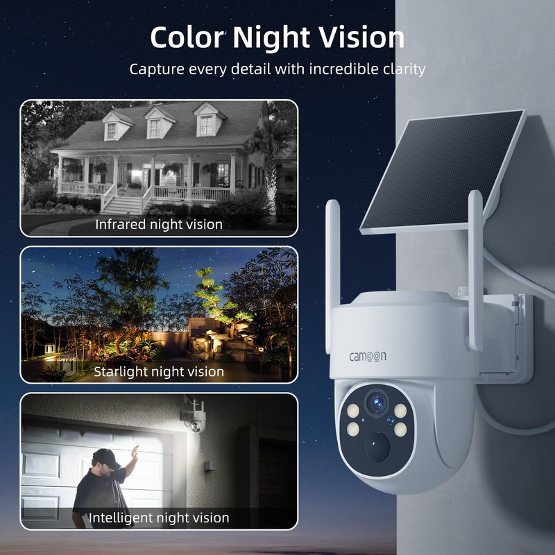 2K Solar Security Cameras Wireless Outdoor, 5/2.4Ghz WiFi Cameras for Home gallery