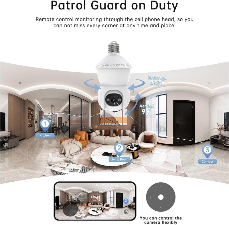 Security Camera, 5G&2.4G Security Cameras Wireless Outdoor,2K Camera, 360° Pack2 gallery