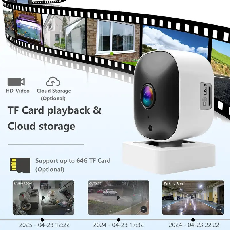 2.4G WiFi Smart Window/Wall Security Camera, No-drill Stick Surveillance with 2- gallery