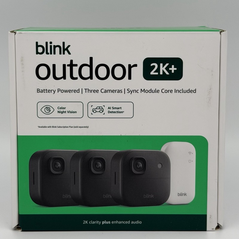 Blink Outdoor 2K+ Wireless Security Camera 3‑Camera System + Sync Module – New