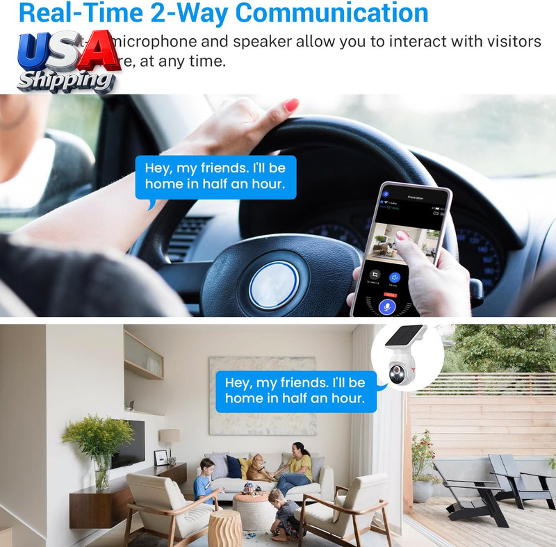 Security Camera Wireless 1080P Solar Panel AI Human Detection 2-Way Audio gallery