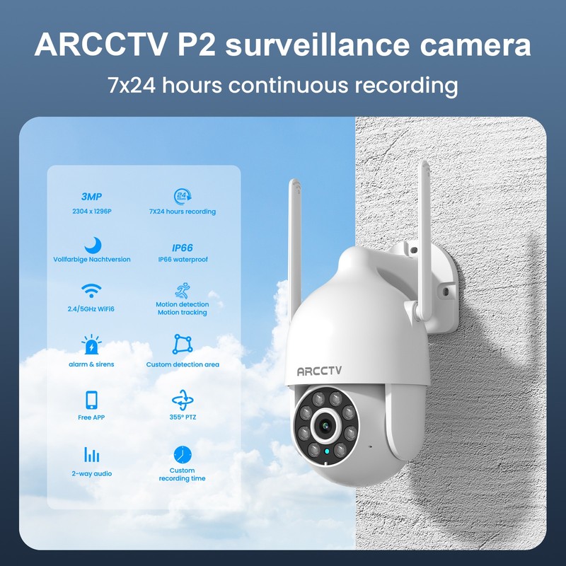 3 Pack 2.4/5G WiFi Security Camera System Outdoor Wireless Pan/Tilt Night Vision gallery