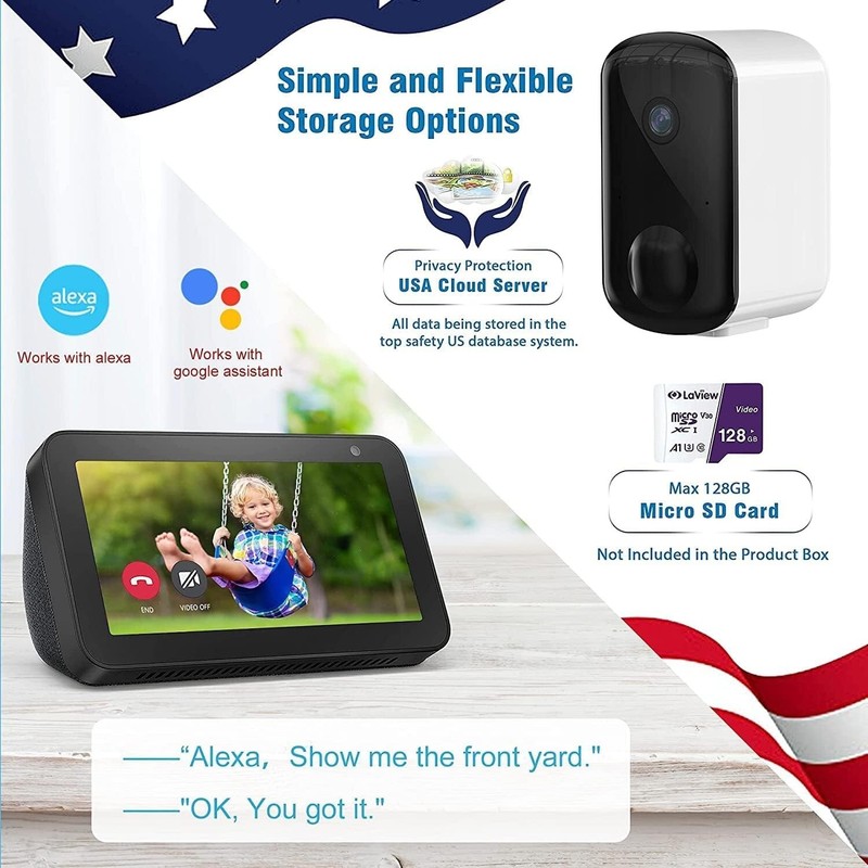 2Pk LaView 3MP Wireless Camera Home Security 2K Battery Powered Wifi NightVision gallery