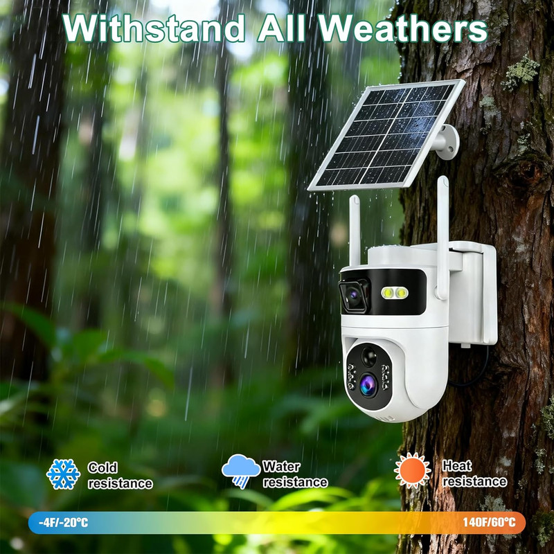 2K Solar Security Camera, 4G LTE, Dual Lens, 180-Day Data, Color Night Vision gallery