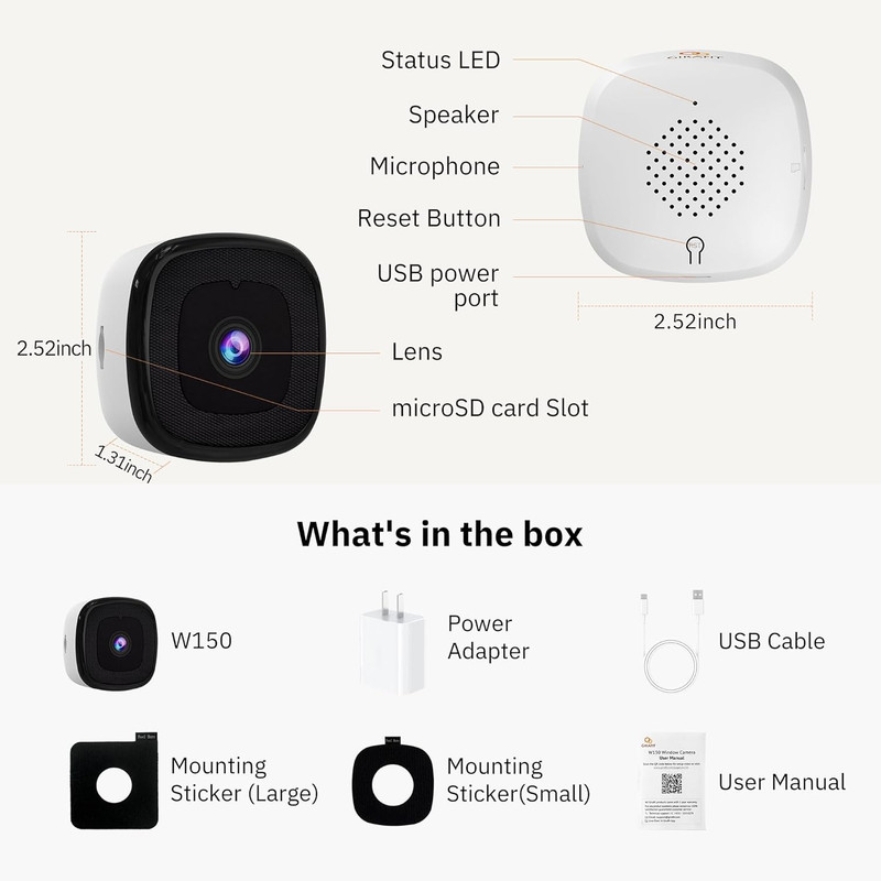 3MP 2K Window Camera,2.4Ghz & 5Ghz Wifi Indoor Cameras for Home Security with Ch gallery