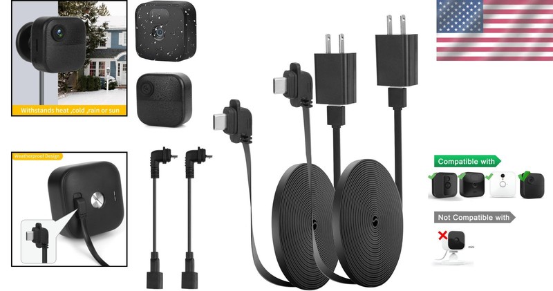 25ft Flat Outdoor Power Cable for Blink 4/XT3/XT2 - Continuous Power Supply gallery