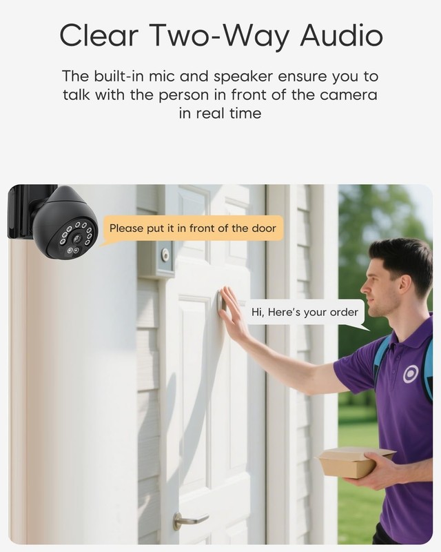 4MP Outdoor Security Camera 360° View with Color Night Vision & Siren Alarm gallery