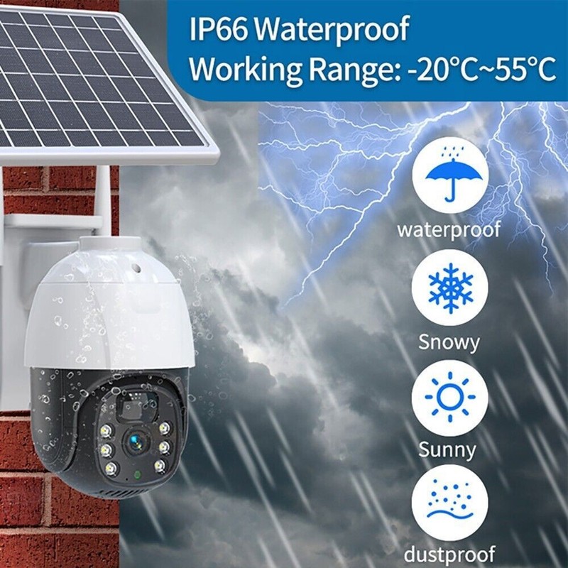 Solar Battery Powered Wireless WiFi Outdoor Pan/Tilt Home Security Camera System gallery