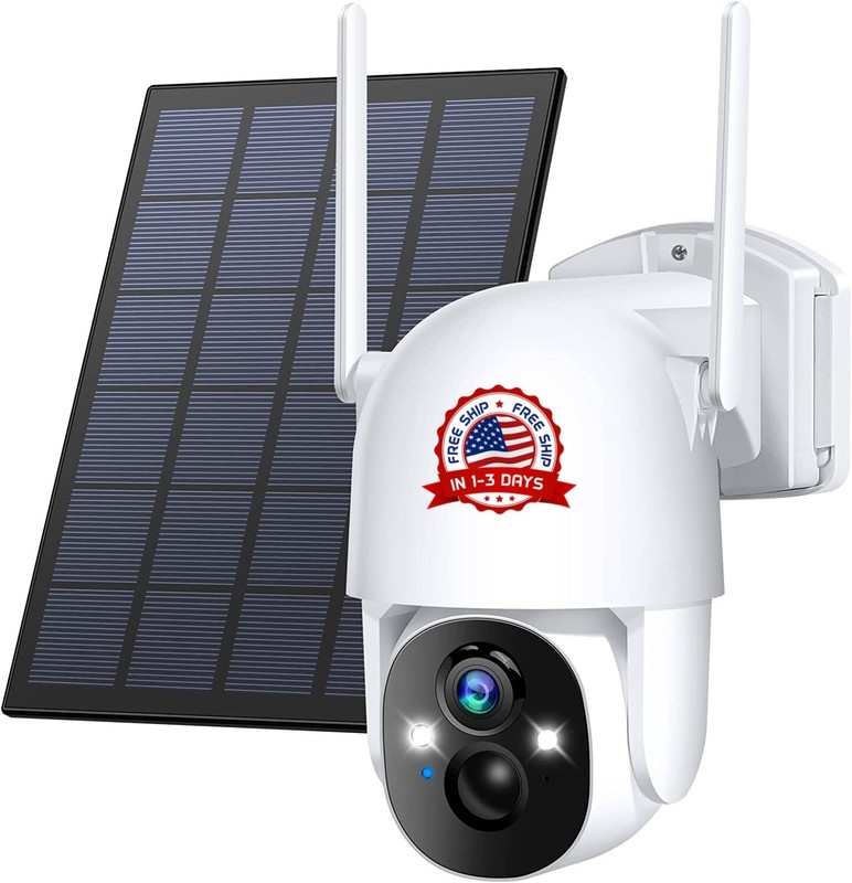 Camara De Seguridad Solar Wifi 1080P HD 360 Con Audio y Luz Para Casa Exterior