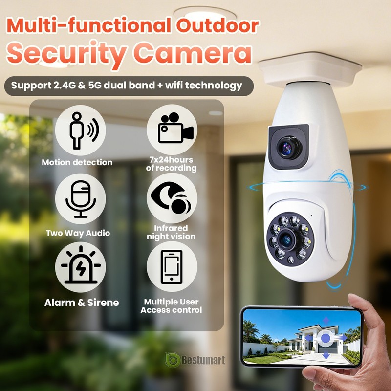 1/2X Smart Security Camera Home Wireless 6MP 2.4G + 5G WiFi Two-Way Audio Camera gallery