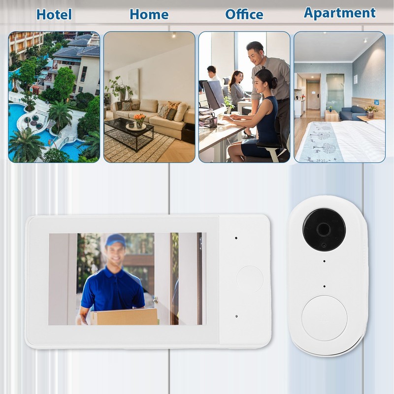 Wireless Doorbell Camera 4.3 Inch Display Rechargeable Battery For Home BRNZ gallery