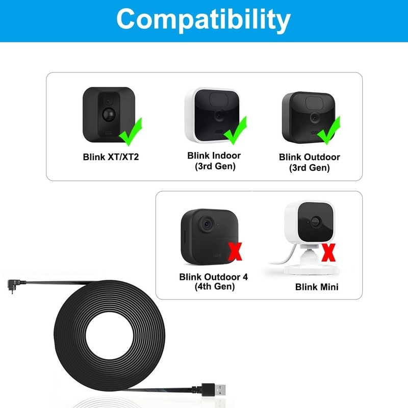30 FT Blink Outdoor/Indoor 3rd Gen Charger Cable with Adapter1 Pack,Compatibl... gallery