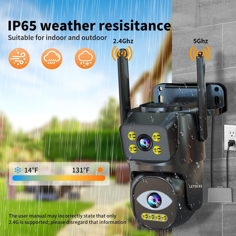 Dual Lens Wifi Security Camera Outdoor, 2.4G/5G PTZ Outdoor Plug-In Camera Auto gallery