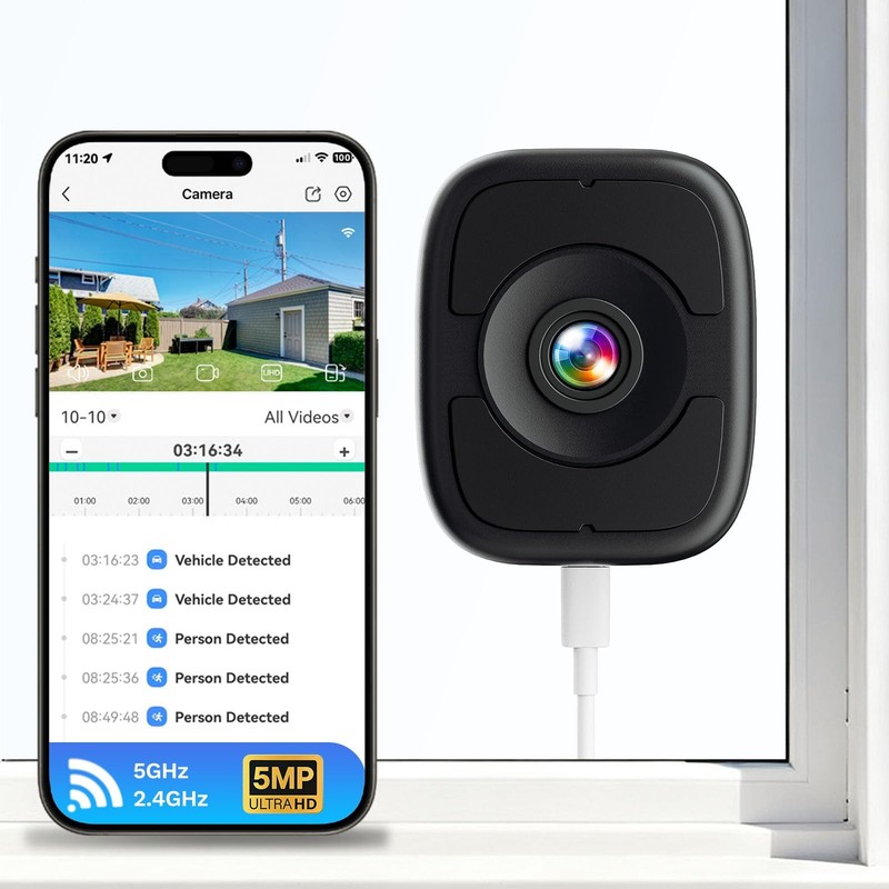 5MP 3K Window Cameras for Home Security, 2.4G 5G WiFi Safeview Window Securit…