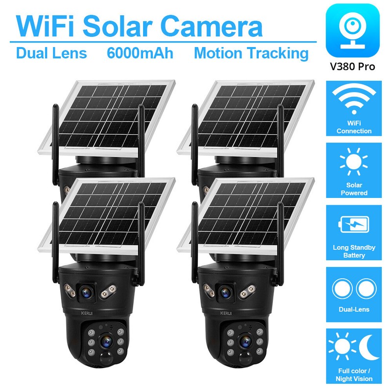 Solar Battery Powered WiFi Outdoor Pan/Tilt Home Security Camera System Wireless