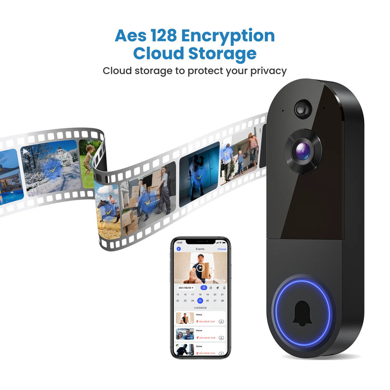 Wireless Doorbell Camera with Rechargeable Battery, 1080P Resolution, 2-Way Audi gallery