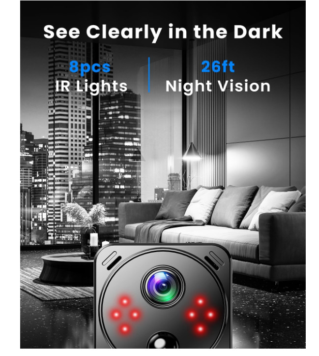 4K Mini Dual-Band 2.4/5GHz WiFi Indoor with AI Human Detection Night Vision gallery