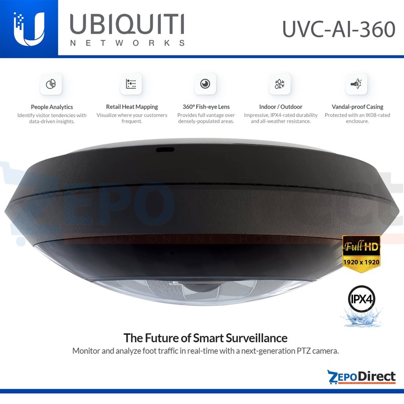 Ubiquiti Networks UniFi Protect AI 360 IPX4, PoE Security Camera UVC-AI-360