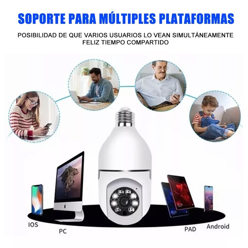 360° Panoramic WiFi IR IP E27 Light Bulb Camera 1080P HD Night Smart Home gallery