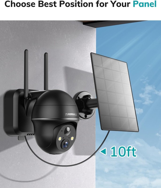 ZUMIMALL 3W Waterproof Solar Panel for Wireless Security Cameras (Type C Port) gallery