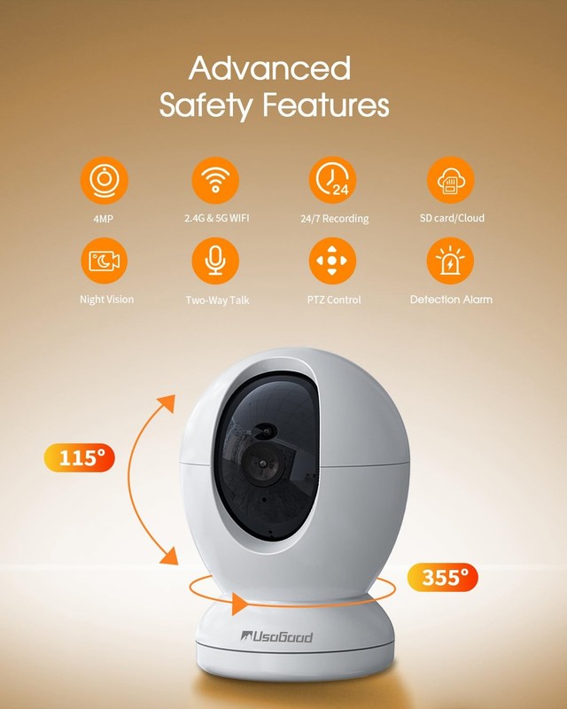 4MP Indoor Security Camera,360°Pet Camera Indoor,Baby Monitor with Phone App,... gallery