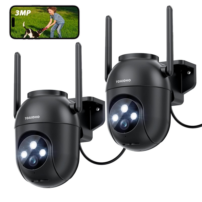 2Pack Security Camera Outdoor Wired: 3MP Camera for Home Security Outside 2.4…