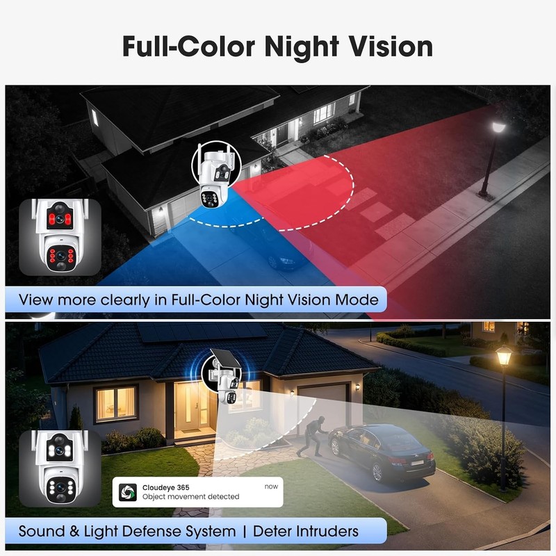 Wireless Security Camera System 10CH 4K NVR Dual Lens Solar Cams No Monthly Fees gallery