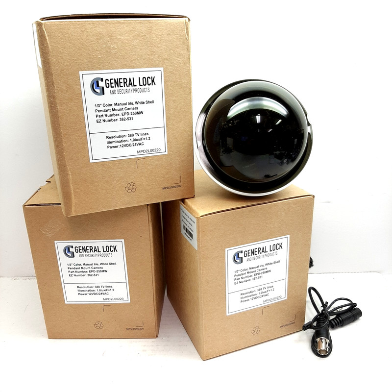 LOT of 4. Security Camera w Man. Iris EPD-250MW White Shell Pend Mount HK OBB11