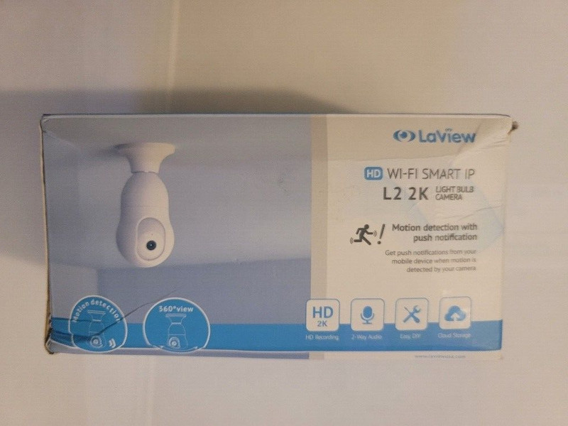 LaView 4MP Bulb Security Camera 2.4GHz,360° 2K Cameras White