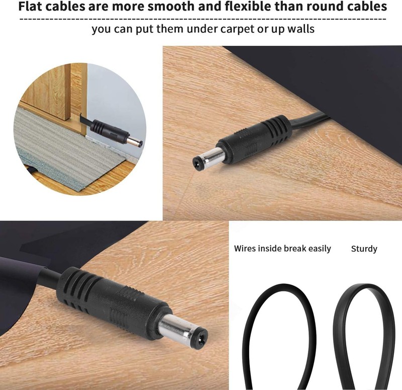 Uogw 2 Pack DC Power Extension Cable 10ft 2.1mm x 5.5mm Compatible with Black gallery