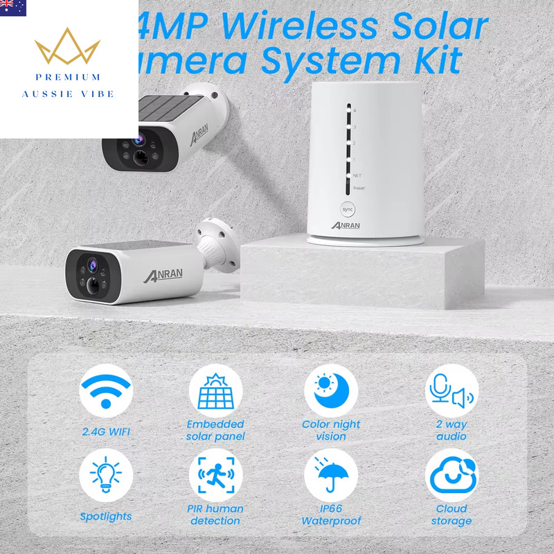 4MP Wifi Solar Camera 2K Outdoor Wireless Battery Security Camera 4CH NVR PIR Hu gallery