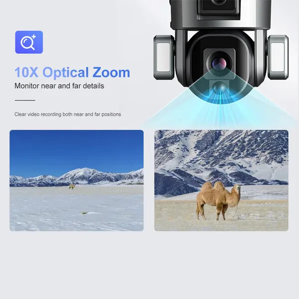 WIFI Wireless 8MP 4K Solar Dual PTZ Camera 4x/10x Zoom Outdoor Night Vision (4G) gallery