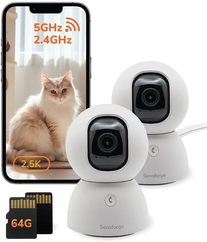 2.5K Pan-Tilt Security Camera, 360° Dual-Band Wifi Camera for Home, Free AI Huma