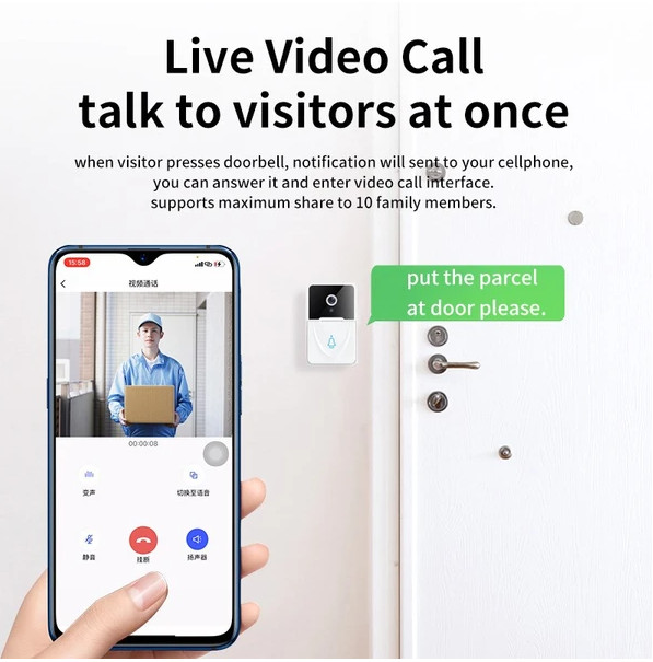 Wireless Security WiFi Smart Doorbell Intercom Video Camera Bell Chime Door Ring gallery