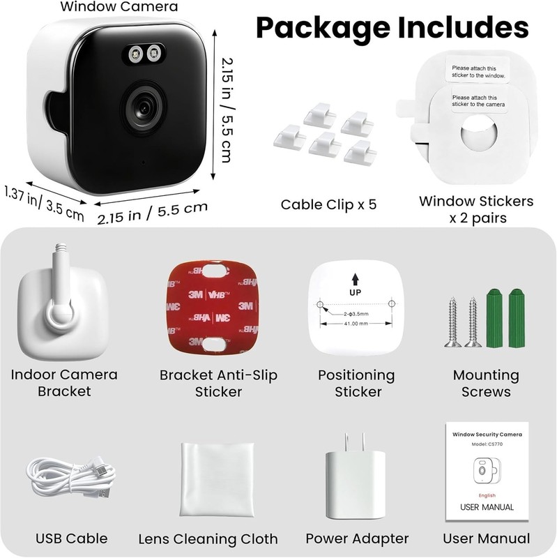2K Window Camera with 32GB SD Card, 5GHz & 2.4GHz WiFi Indoor Cameras for Hom... gallery