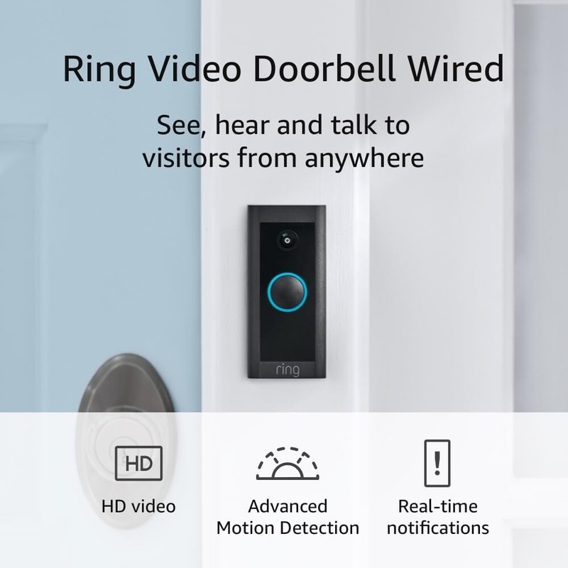 Ring VideoDoorbell Wired (newest model), 2-Way Talk, advanced motion detectionHD