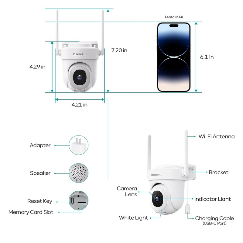 2.5K Wired Cameras for Home Security, 2.4G/5G WiFi Outdoor Camera, 5MP, 24/7 ... gallery