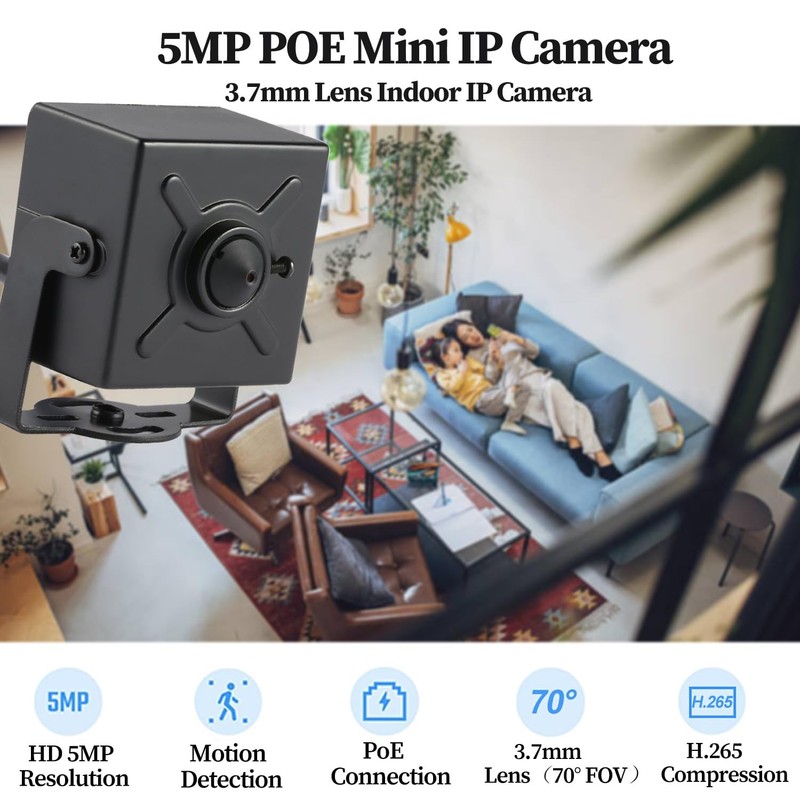 5MP POE IP Mini , Ultra HD 2880x1620P, 3.7mm Lens(70°FOV), Small H.265 Survei... gallery